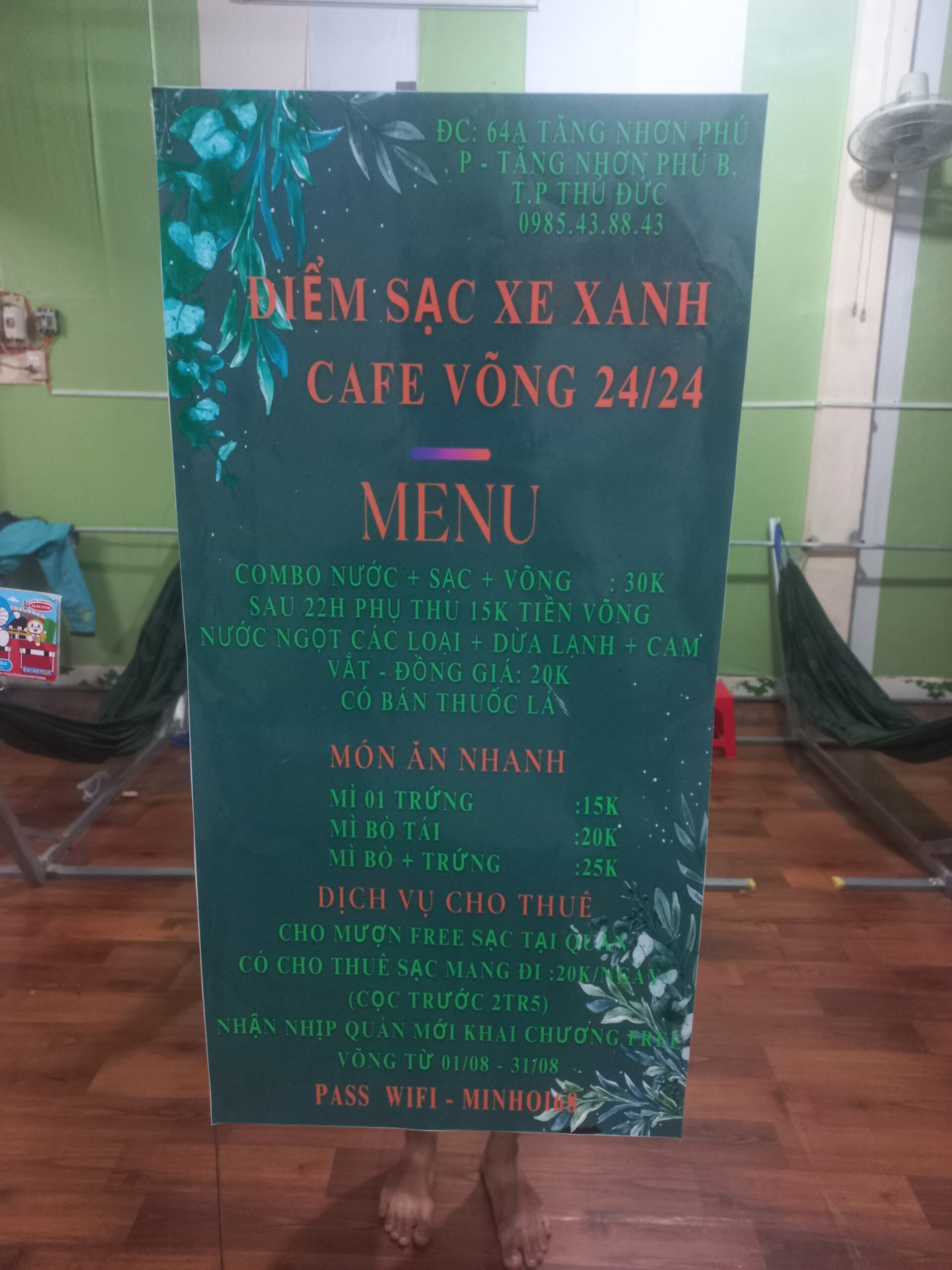 Sạc Xanh SM – Cà Phê Võng 24/24